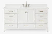 Ariel cambridge 66-67 inch single rectangle sink vanity with countertop with (0.75,1.5)in edge