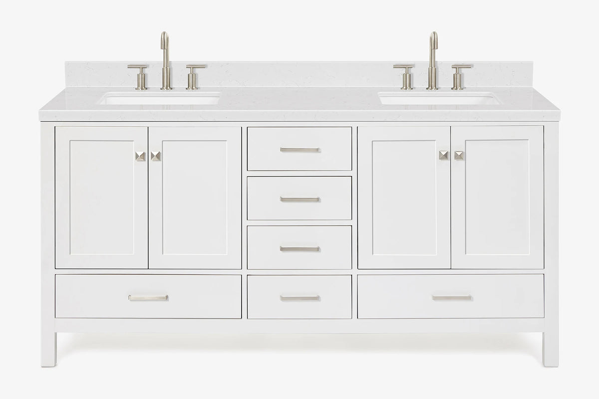 Ariel cambridge 72-73in. bathroom vanity double rectangle sink vanity with (0.75, 1.5, 2)in countertop