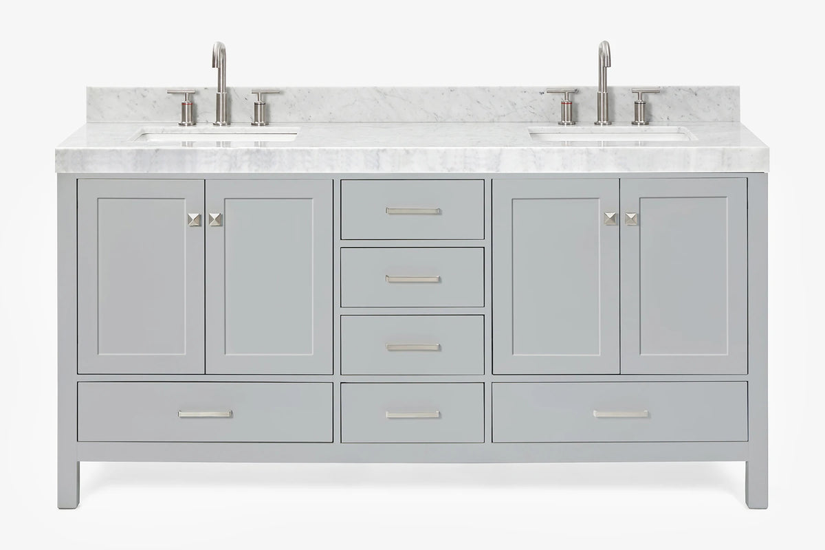 Ariel cambridge 72-73in. bathroom vanity double rectangle sink vanity with (0.75, 1.5, 2)in countertop