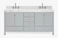 Ariel cambridge 72-73in. bathroom vanity double rectangle sink vanity with (0.75, 1.5, 2)in countertop