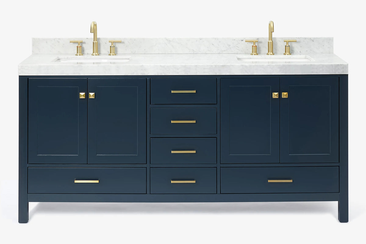 Ariel cambridge 72-73in. bathroom vanity double rectangle sink vanity with (0.75, 1.5, 2)in countertop