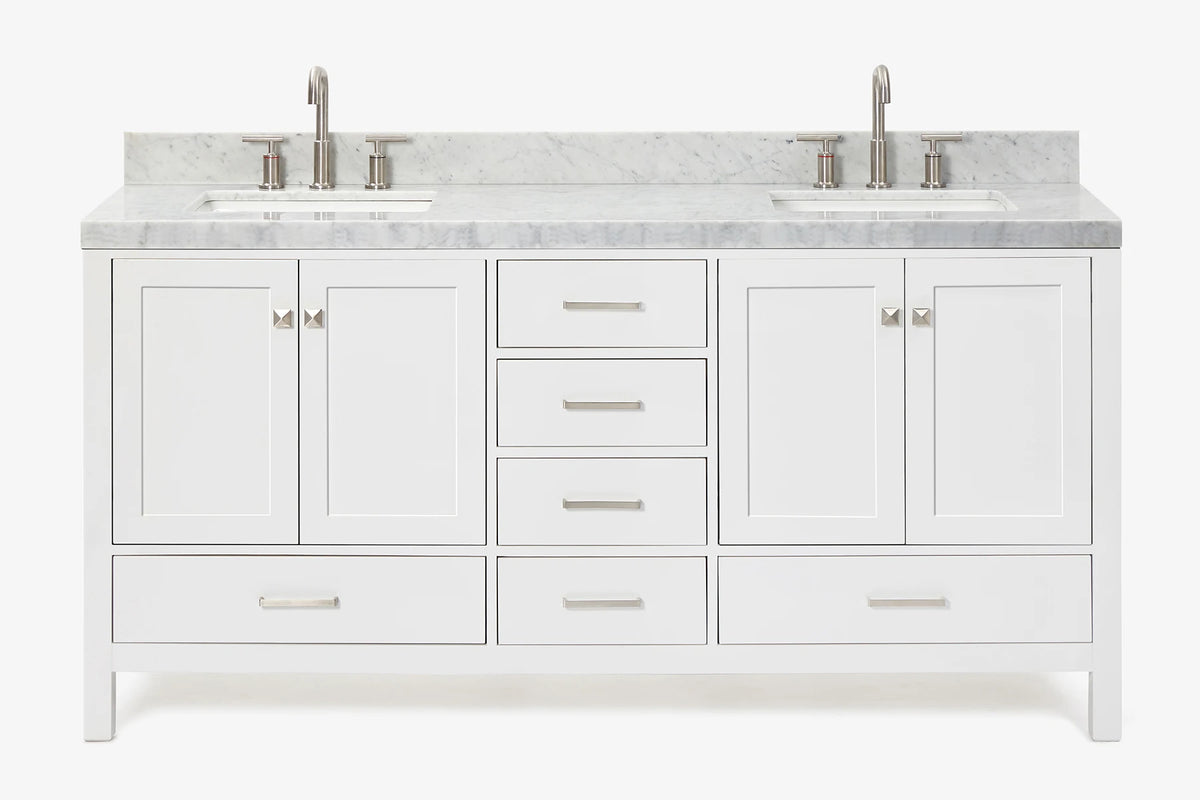 Ariel cambridge 72-73in. bathroom vanity double rectangle sink vanity with (0.75, 1.5, 2)in countertop