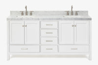 Ariel cambridge 72-73in. bathroom vanity double rectangle sink vanity with (0.75, 1.5, 2)in countertop