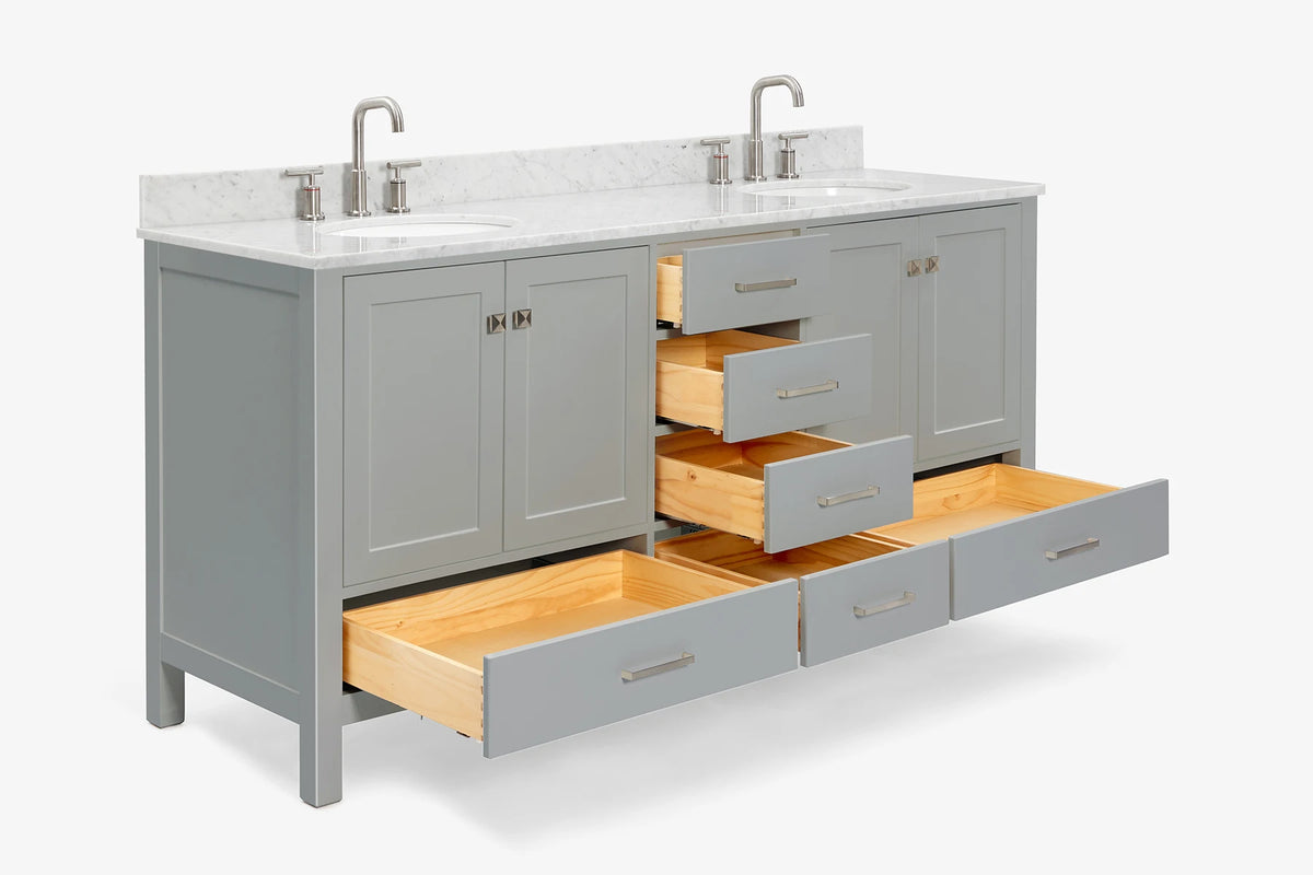 Ariel cambridge (73") double oval sink vanity set.
