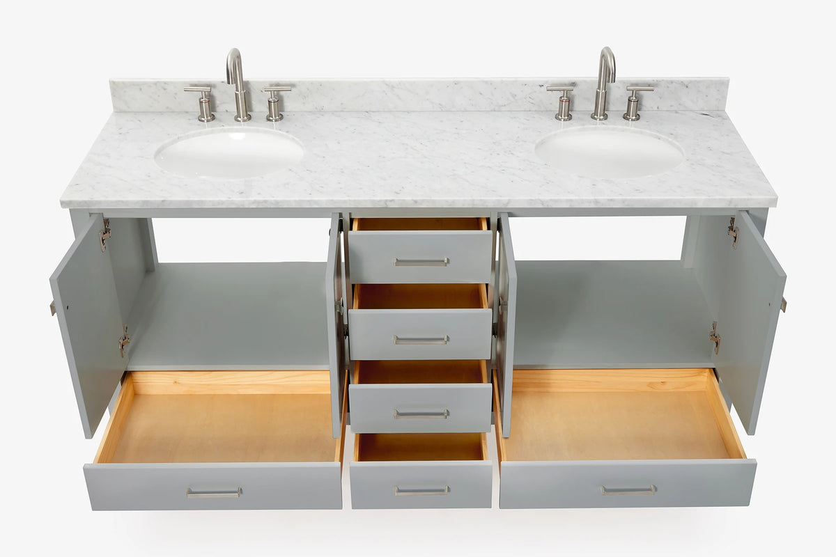 Ariel cambridge (73") double oval sink vanity set.