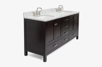 Ariel cambridge 72-73in. bathroom vanity double rectangle sink vanity with (0.75, 1.5, 2)in countertop