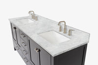 Ariel cambridge 72-73in. bathroom vanity double rectangle sink vanity with (0.75, 1.5, 2)in countertop