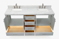 Ariel cambridge 72-73in. bathroom vanity double rectangle sink vanity with (0.75, 1.5, 2)in countertop