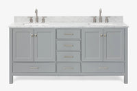 Ariel cambridge 72-73in. bathroom vanity double rectangle sink vanity with (0.75, 1.5, 2)in countertop