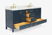 Ariel cambridge 72-73in. bathroom vanity double rectangle sink vanity with (0.75, 1.5, 2)in countertop