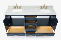 Ariel cambridge 72-73in. bathroom vanity double rectangle sink vanity with (0.75, 1.5, 2)in countertop