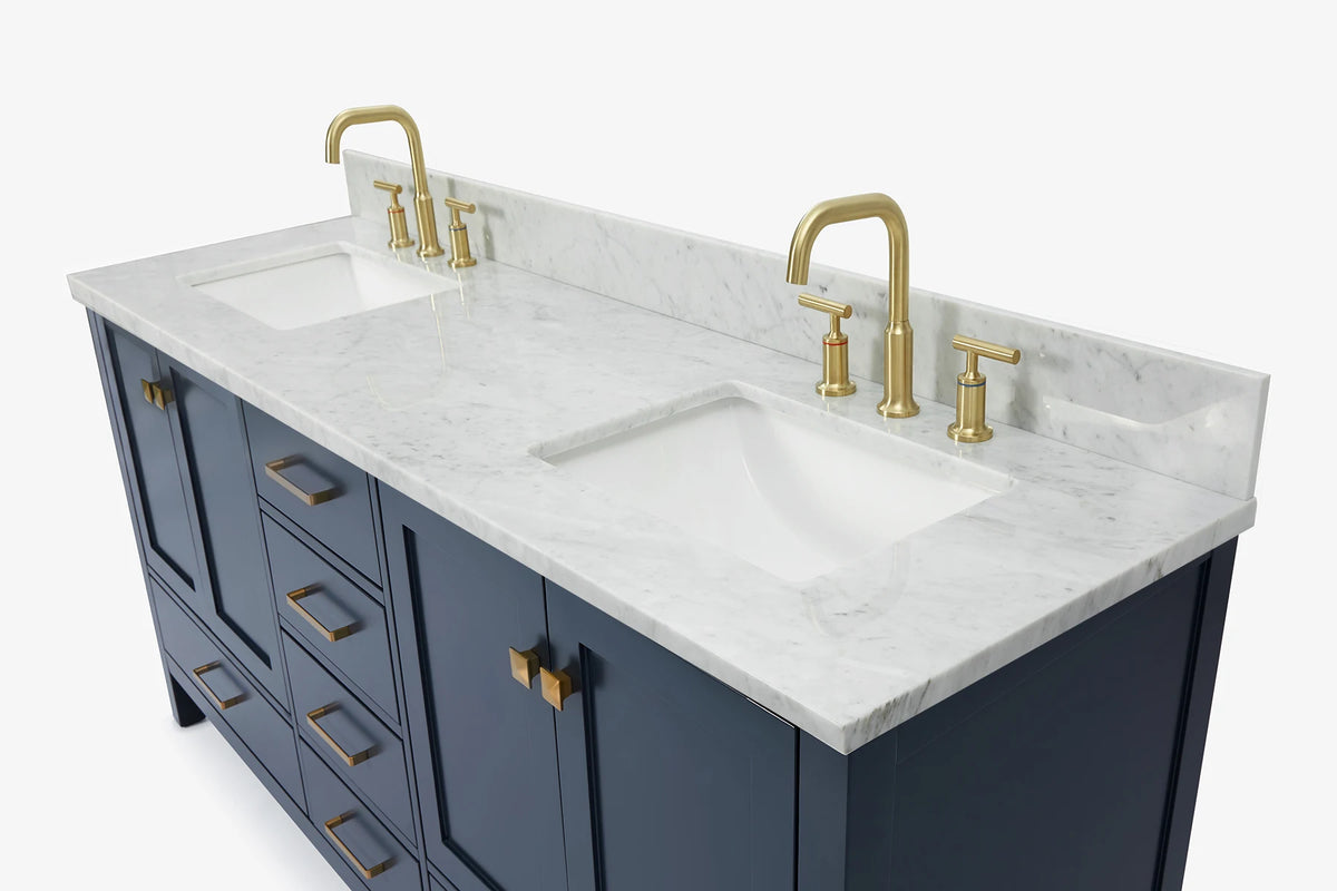 Ariel cambridge 72-73in. bathroom vanity double rectangle sink vanity with (0.75, 1.5, 2)in countertop