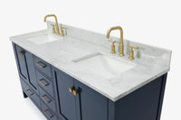 Ariel cambridge 72-73in. bathroom vanity double rectangle sink vanity with (0.75, 1.5, 2)in countertop