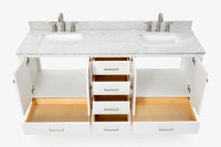 Ariel cambridge 72-73in. bathroom vanity double rectangle sink vanity with (0.75, 1.5, 2)in countertop