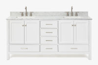 Ariel cambridge 72-73in. bathroom vanity double rectangle sink vanity with (0.75, 1.5, 2)in countertop