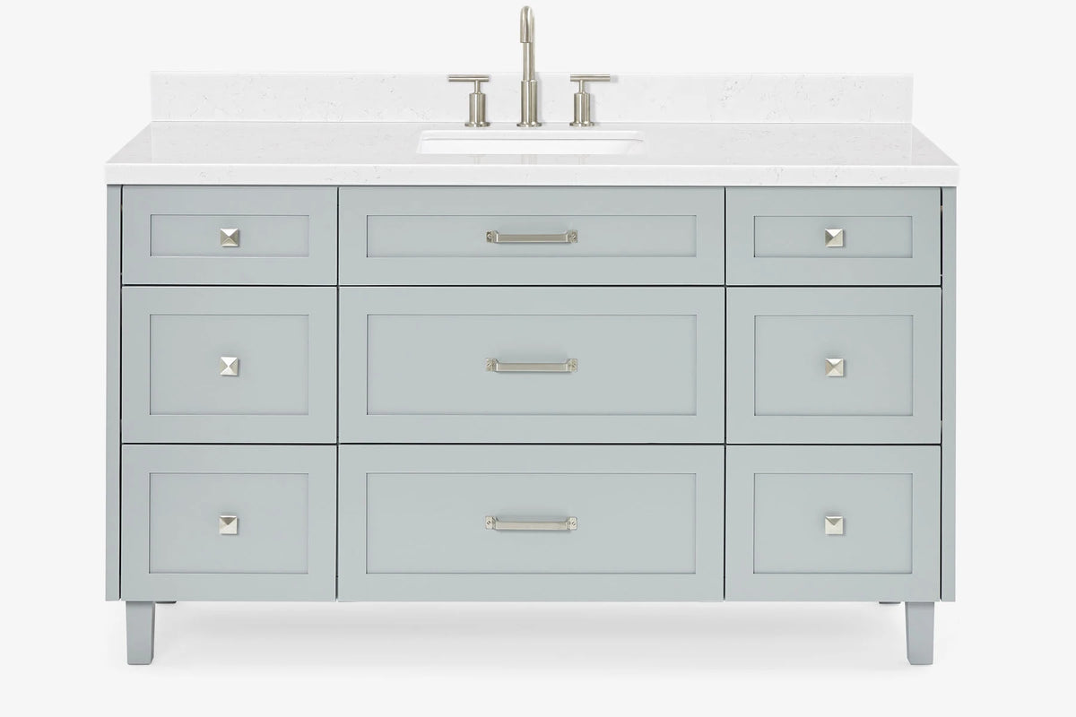 Ariel monroe 61 inch single rectangle sink bathroom vanity with countertop 1.5 inch edge
