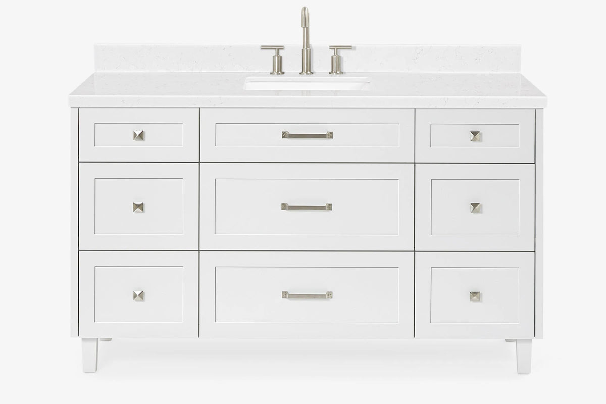 Ariel monroe 61 inch single rectangle sink bathroom vanity with countertop 1.5 inch edge