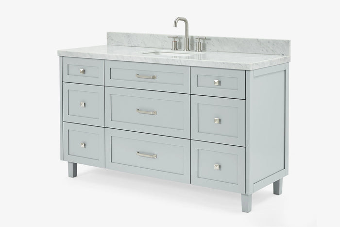 Ariel monroe 61 inch single rectangle sink bathroom vanity with countertop 1.5 inch edge