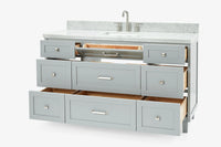 Ariel monroe 61 inch single rectangle sink bathroom vanity with countertop 1.5 inch edge