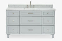 Ariel monroe 61 inch single rectangle sink bathroom vanity with countertop 1.5 inch edge