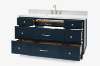 Ariel monroe 61 inch single rectangle sink bathroom vanity with countertop 1.5 inch edge