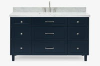 Ariel monroe 61 inch single rectangle sink bathroom vanity with countertop 1.5 inch edge