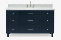 Ariel monroe 61 inch single rectangle sink bathroom vanity with countertop 1.5 inch edge