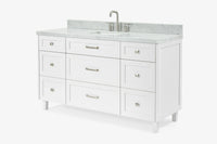 Ariel monroe 61 inch single rectangle sink bathroom vanity with countertop 1.5 inch edge