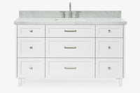 Ariel monroe 61 inch single rectangle sink bathroom vanity with countertop 1.5 inch edge
