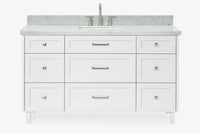 Ariel monroe 61 inch single rectangle sink bathroom vanity with countertop 1.5 inch edge