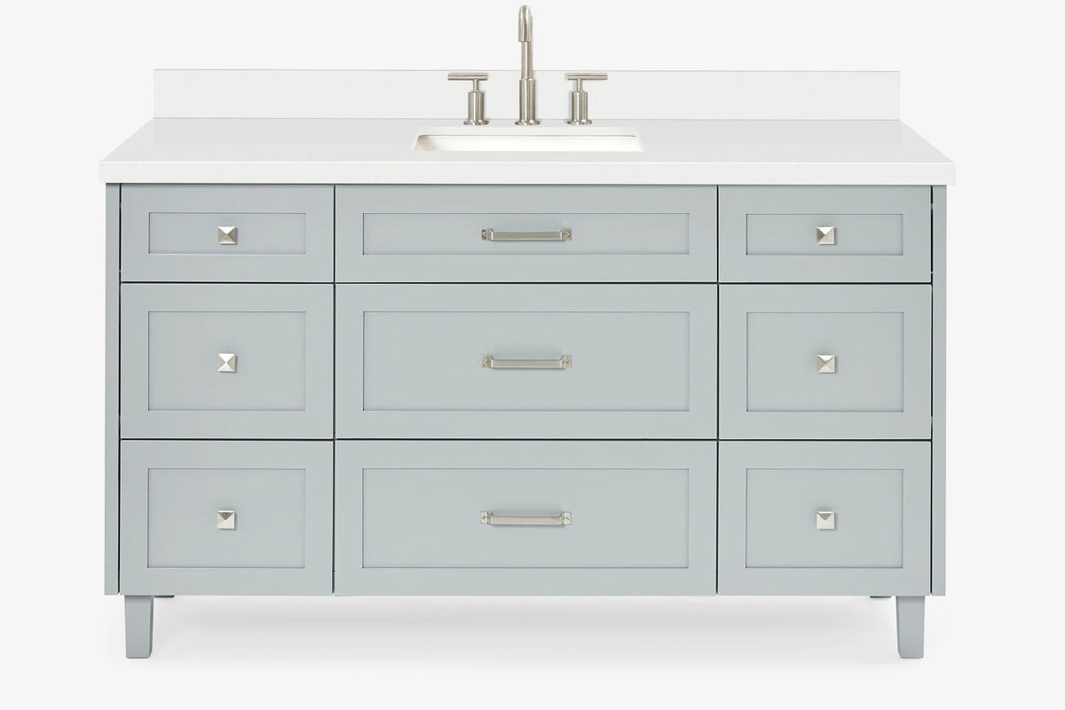 Ariel monroe 61 inch single rectangle sink bathroom vanity with countertop 1.5 inch edge