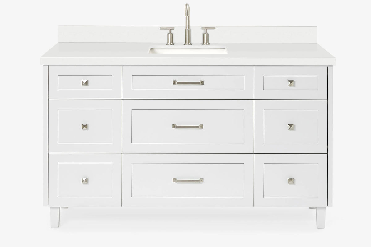 Ariel monroe 61 inch single rectangle sink bathroom vanity with countertop 1.5 inch edge