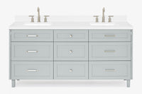 Ariel monroe 73 inch double rectangle sink bathroom vanity with countertop 1.5 inch edge