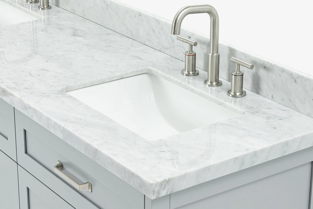 Ariel monroe 73 inch double rectangle sink bathroom vanity with countertop 1.5 inch edge