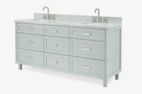 Ariel monroe 73 inch double rectangle sink bathroom vanity with countertop 1.5 inch edge