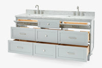 Ariel monroe 73 inch double rectangle sink bathroom vanity with countertop 1.5 inch edge