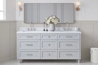 Ariel monroe 73 inch double rectangle sink bathroom vanity with countertop 1.5 inch edge