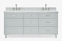 Ariel monroe 73 inch double rectangle sink bathroom vanity with countertop 1.5 inch edge