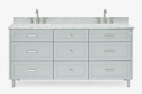 Ariel monroe 73 inch double rectangle sink bathroom vanity with countertop 1.5 inch edge