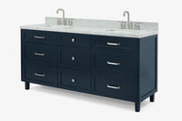Ariel monroe 73 inch double rectangle sink bathroom vanity with countertop 1.5 inch edge