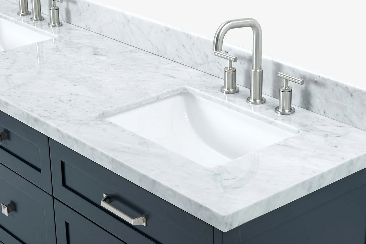 Ariel monroe 73 inch double rectangle sink bathroom vanity with countertop 1.5 inch edge