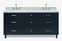 Ariel monroe 73 inch double rectangle sink bathroom vanity with countertop 1.5 inch edge