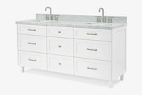 Ariel monroe 73 inch double rectangle sink bathroom vanity with countertop 1.5 inch edge