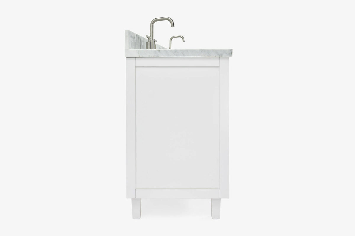 Ariel monroe 73 inch double rectangle sink bathroom vanity with countertop 1.5 inch edge