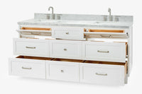 Ariel monroe 73 inch double rectangle sink bathroom vanity with countertop 1.5 inch edge