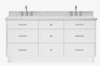 Ariel monroe 73 inch double rectangle sink bathroom vanity with countertop 1.5 inch edge