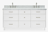 Ariel monroe 73 inch double rectangle sink bathroom vanity with countertop 1.5 inch edge
