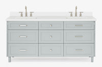 Ariel monroe 73 inch double rectangle sink bathroom vanity with countertop 1.5 inch edge