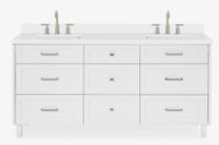 Ariel monroe 73 inch double rectangle sink bathroom vanity with countertop 1.5 inch edge