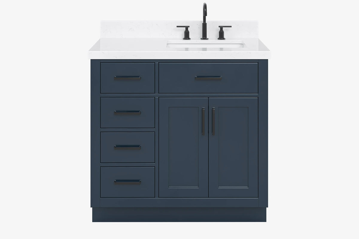 Ariel hepburn 36-37 in. right offset rectangle sink vanity with 0.75-1.5 in. with countertop